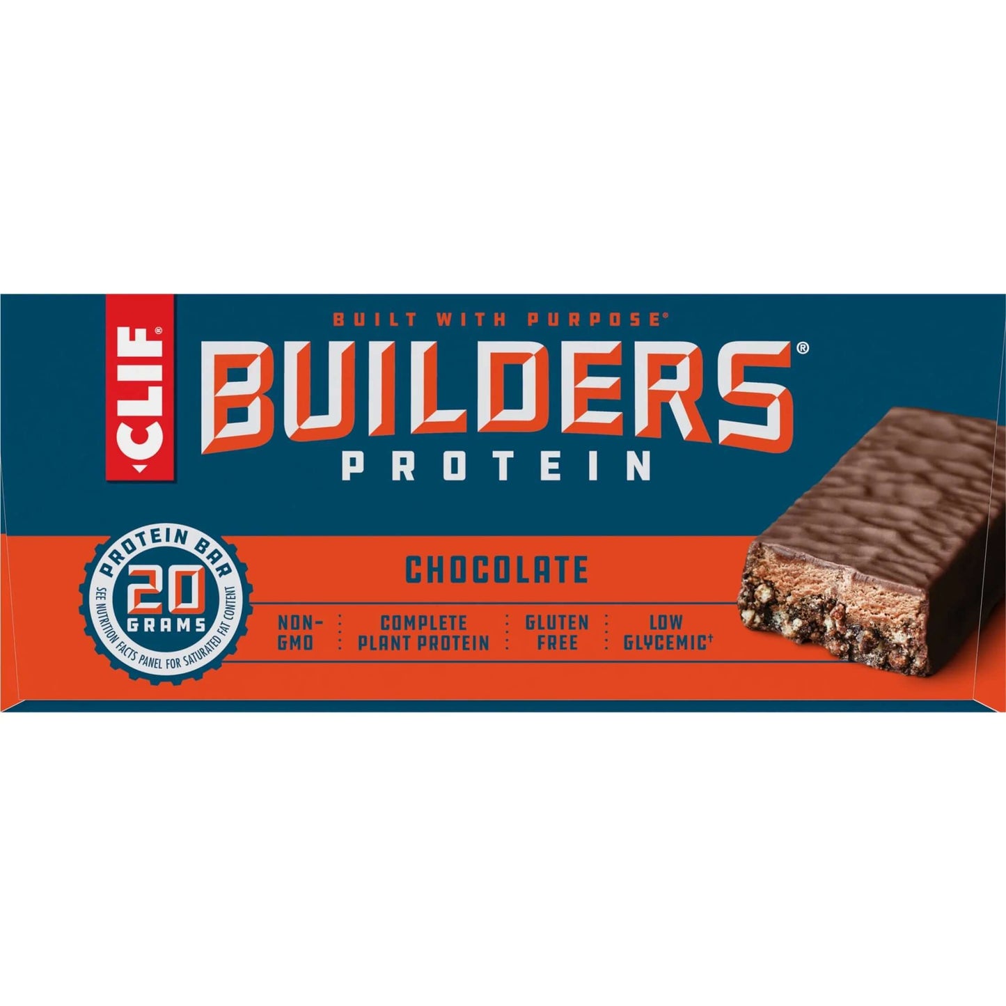 CLIF Protein Bars Chocolate Flavor, Plant Protein, Gluten Free Bars, 12Ct