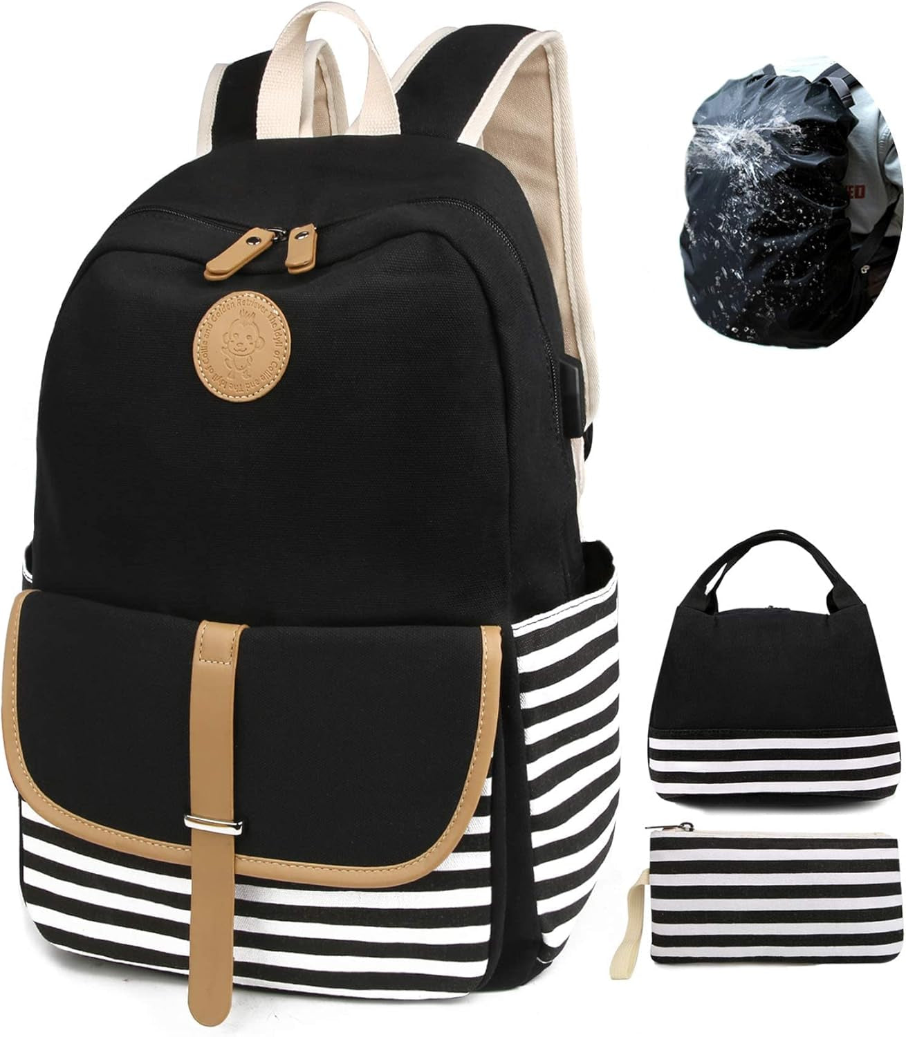 Backpacks for Women Teen Girls,Large Capacity Bookbag with USB Charger Port,Canvas Backpack-Back School Gift for Girls