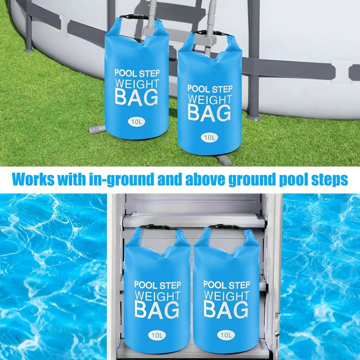 2 Pack Universal Pool Step Weights, 10 L No Breaken Pool Ladder Weights for Abov