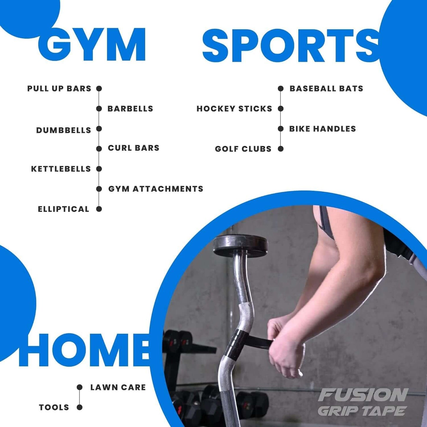 Fusion Grip Tape - Silicone Rubber Wrap for Pull up Bars, Barbells, Dumbbells, Sports and Gym Equipment, and Tools