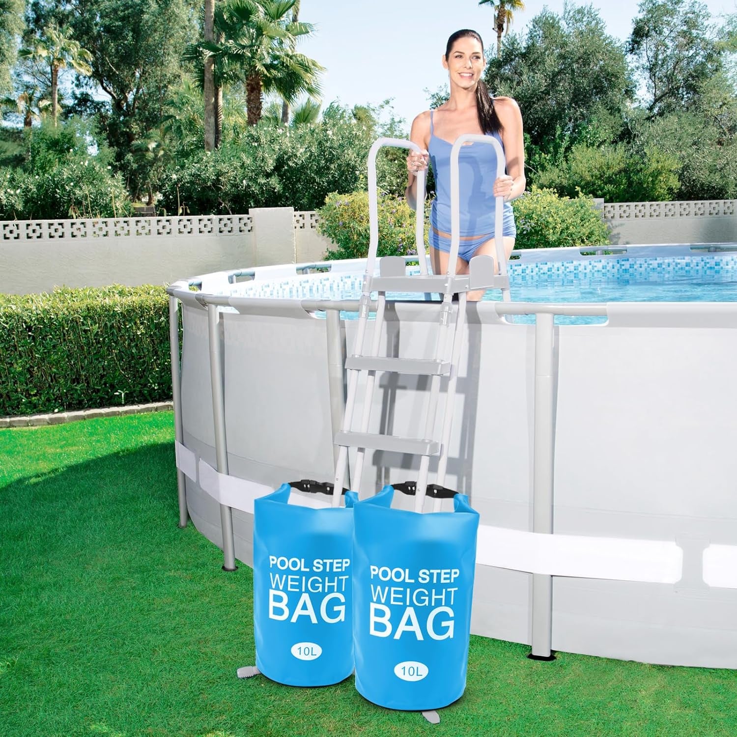 2 Pack Universal Pool Step Weights, 10 L No Breaken Pool Ladder Weights for Abov