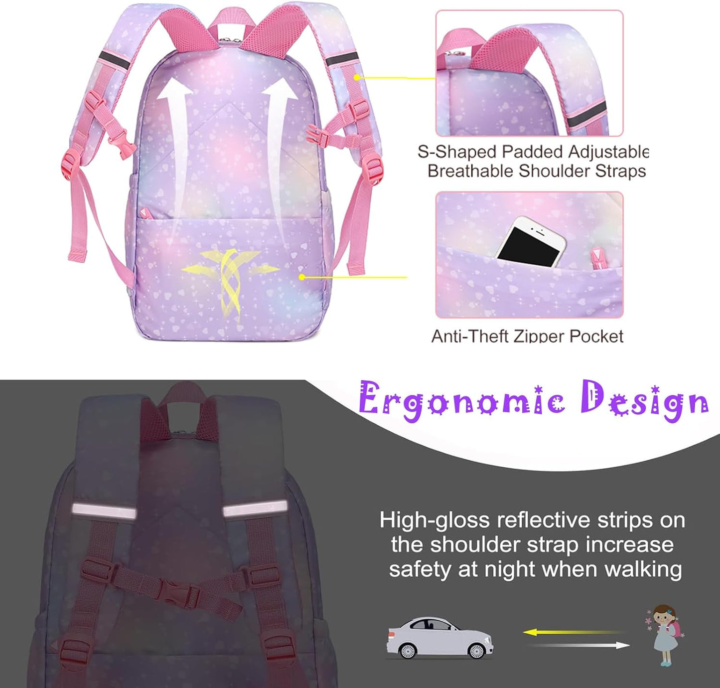 School Backpack for Girls Rainbow Backpack Cute Backpack for Back to School Lapt