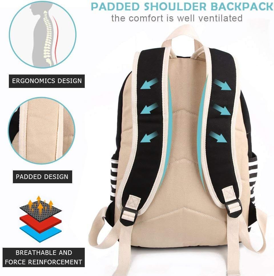 Backpacks for Women Teen Girls,Large Capacity Bookbag with USB Charger Port,Canvas Backpack-Back School Gift for Girls