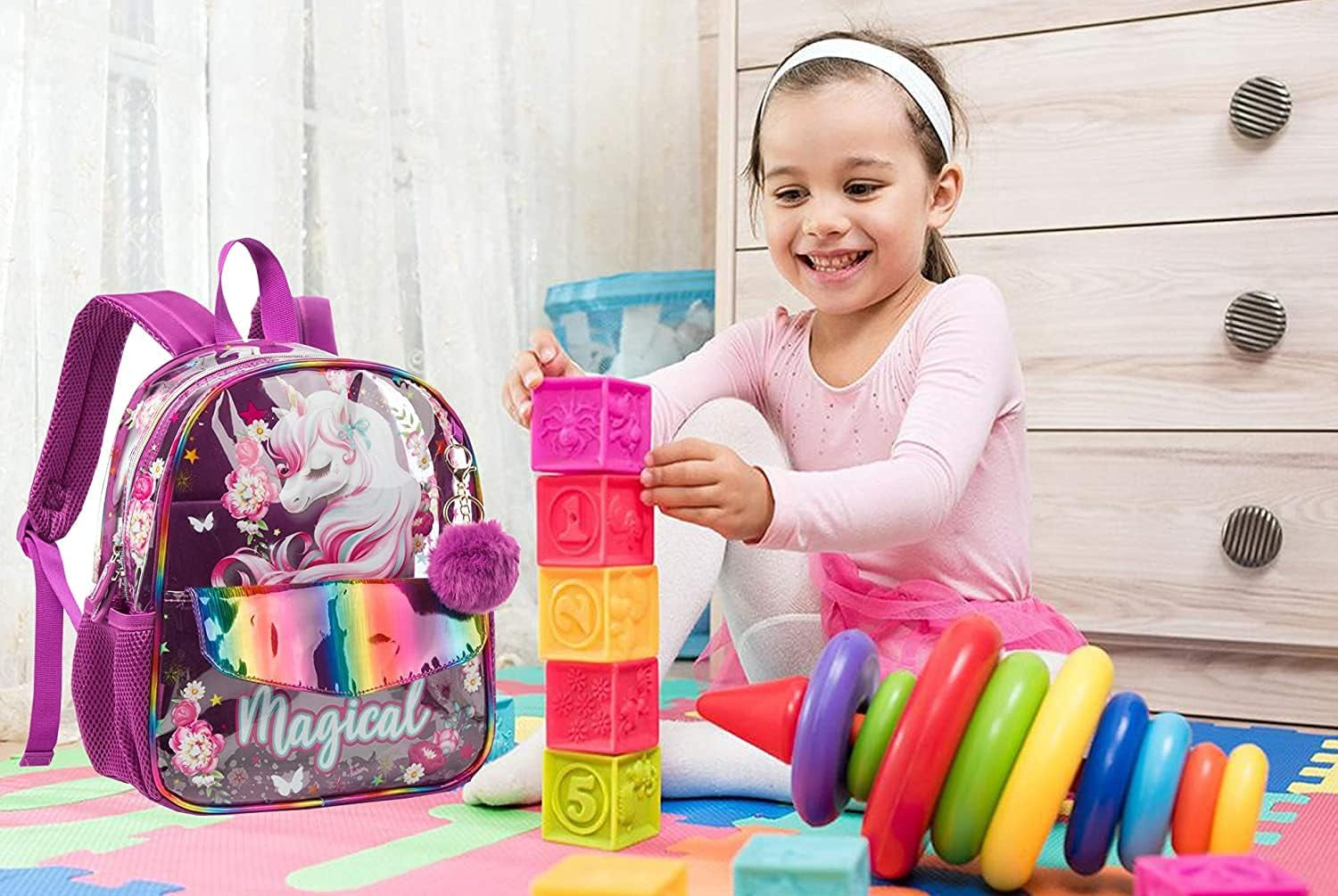 Girls 3PCS Backpack with Lunch Box High Elementary Middle School Backpack