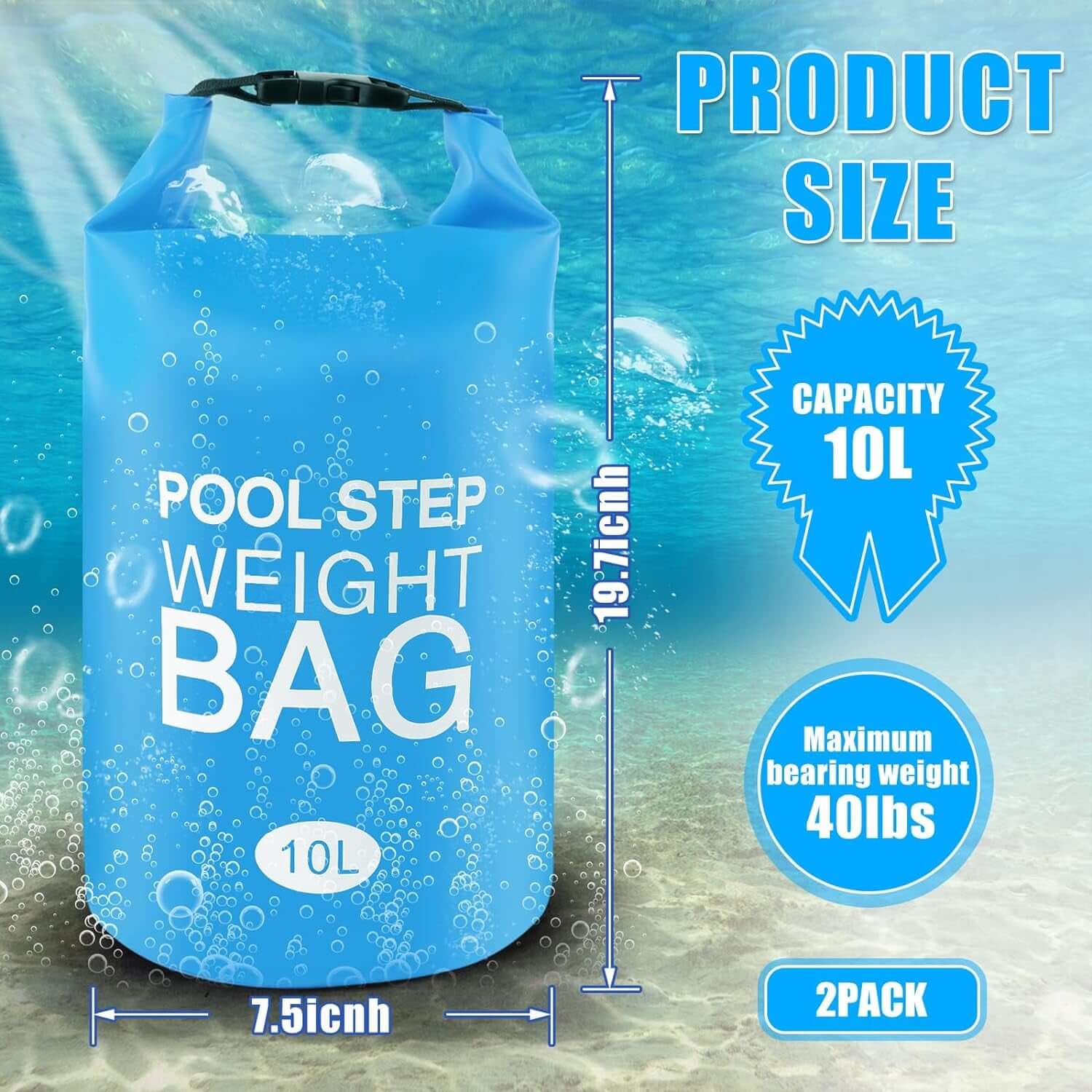 2 Pack Universal Pool Step Weights, 10 L No Breaken Pool Ladder Weights for Abov