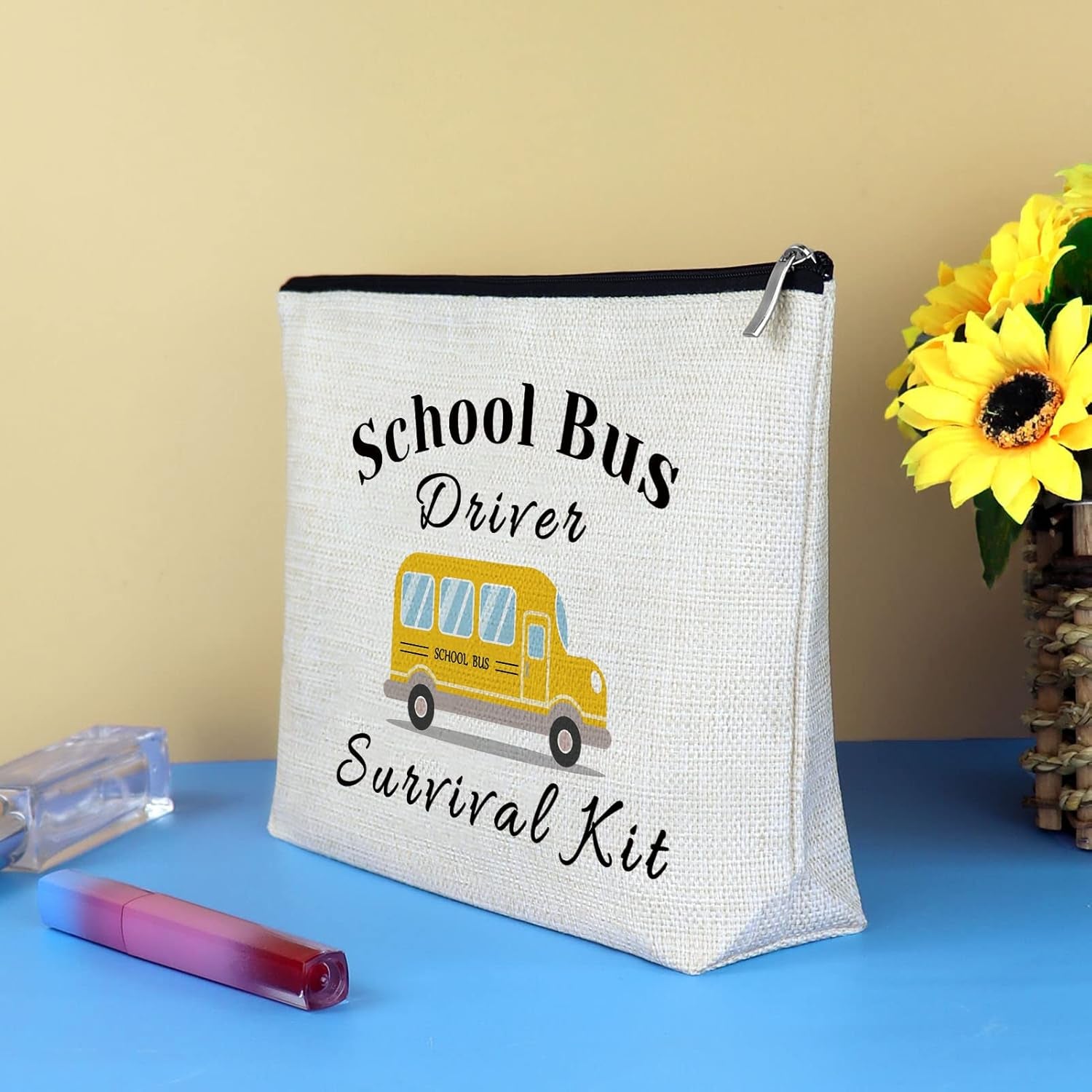 School Bus Driver Appreciation Gifts Makeup Bag Thank You Gift for School Bus Driver Christmas Birthday Graduation Goodbye Retirement Present Cosmetics Bag for Women Travel Zipper Toiletries Pouch