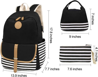 Backpacks for Women Teen Girls,Large Capacity Bookbag with USB Charger Port,Canvas Backpack-Back School Gift for Girls
