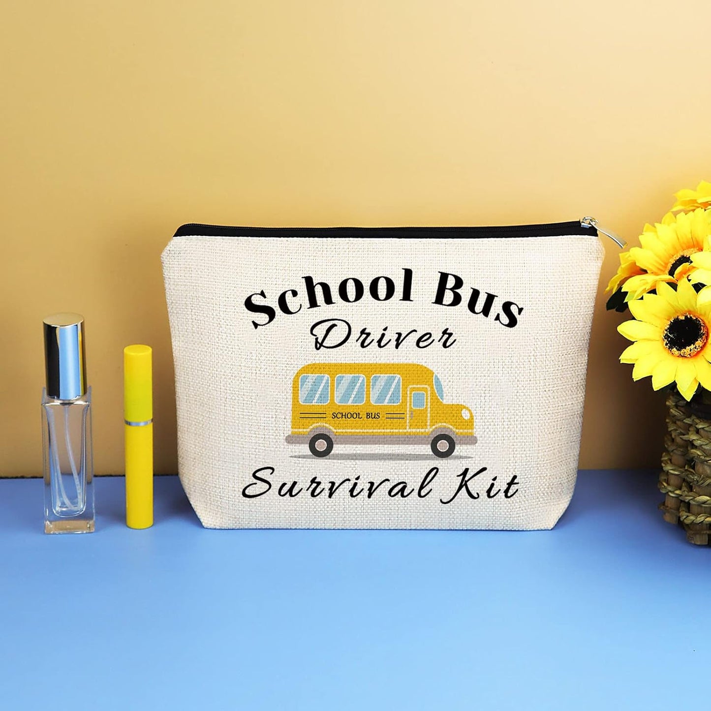 School Bus Driver Appreciation Gifts Makeup Bag Thank You Gift for School Bus Driver Christmas Birthday Graduation Goodbye Retirement Present Cosmetics Bag for Women Travel Zipper Toiletries Pouch