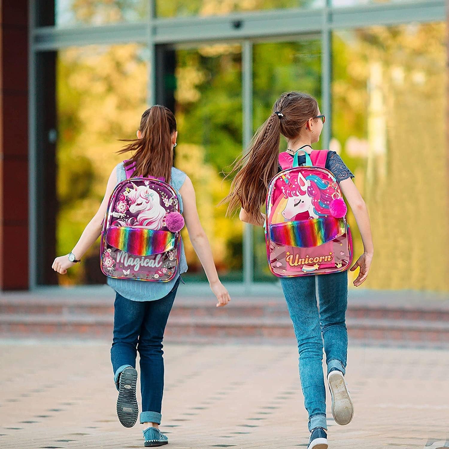Girls 3PCS Backpack with Lunch Box High Elementary Middle School Backpack