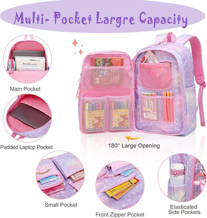 School Backpack for Girls Rainbow Backpack Cute Backpack for Back to School Lapt